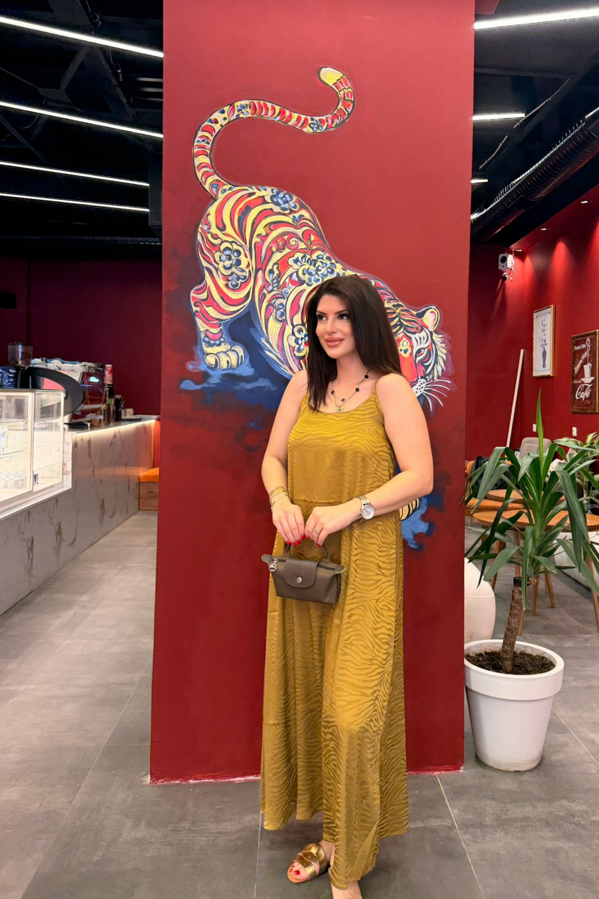 Yeşil İnce Askılı Saten Elbise