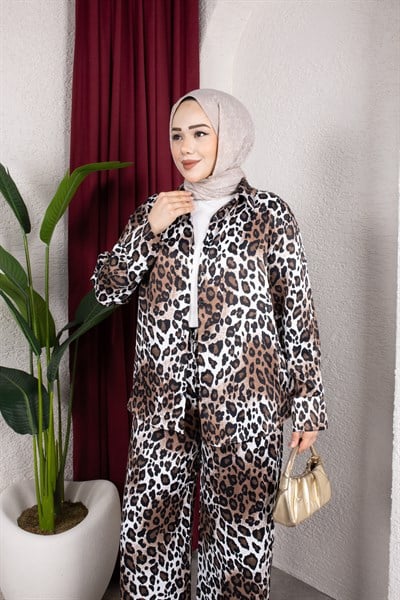 Leopar Desen İkili Takım
