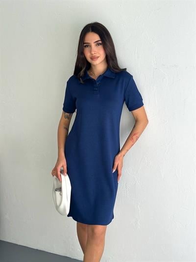 Modal Kumaş Polo Yakalı Bordo Spor Elbise