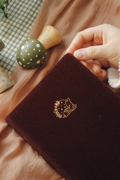 Bordo Lüks Kadife Ceylan Temalı Kraft Defter