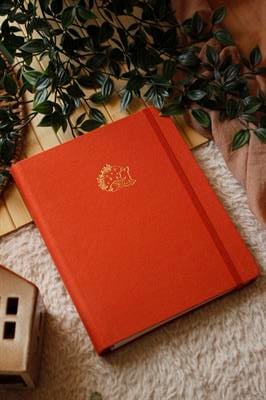 NovaCrafts Turuncu Keten Kapaklı Defter - Gizli Spiral, Lastikli & Şık Tasarım