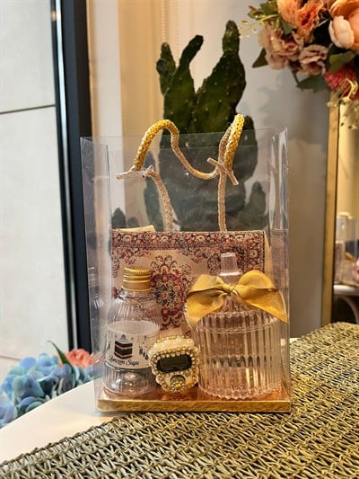 Hurma kutusu ve Zemzem şişeli çanta set