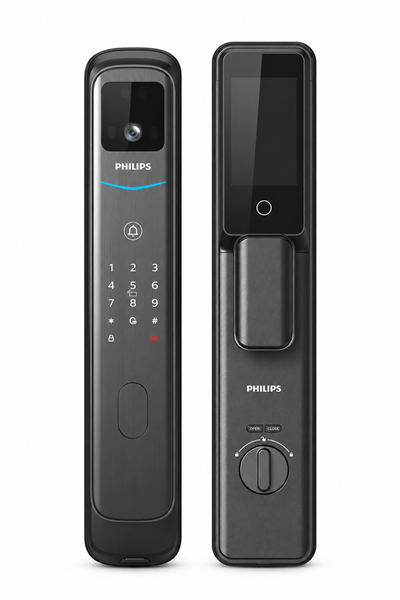  Parmak İzli Kilitler Philips DDL720 MVP-17HWSE Philips  Philips EasyKey DDL720 Avuç İçi Damar Tanımalı Akıllı Kapı Kilidi MVP-17HWSE Sürgülü Sky Grey
