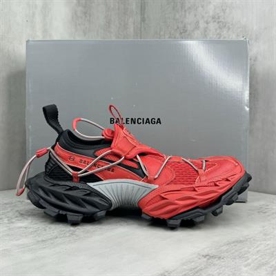 Balenciaga CARGO Round-Toe Lace-Up Sneakers – Red Edition