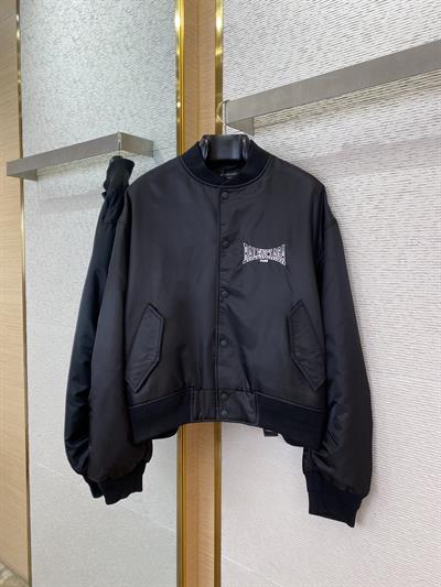 Balenciaga Logo Embroidered Nylon Bomber Jacket – Unisex, Oversized Fit