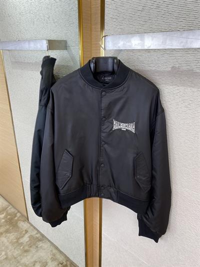 Balenciaga Logo Embroidered Nylon Bomber Jacket – Unisex, Oversized Fit
