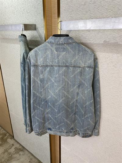 Balenciaga Monogram Printed Denim Jacket – Washed Twill Logo Design | Unisex