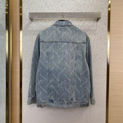 Balenciaga Monogram Printed Denim Jacket – Washed Twill Logo Design | Unisex