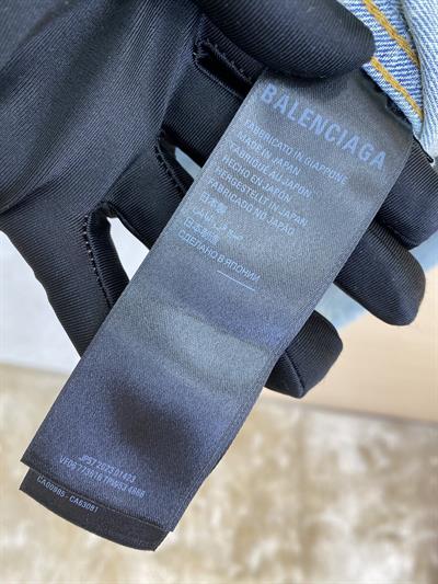 Balenciaga Monogram Printed Denim Jacket – Washed Twill Logo Design | Unisex