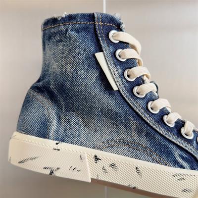 Balenciaga Paris Sneakers – Blue Distressed Denim Graffiti Edition