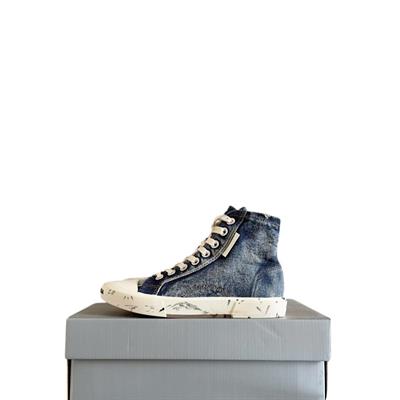 Balenciaga Paris Sneakers – Blue Distressed Denim Graffiti Edition