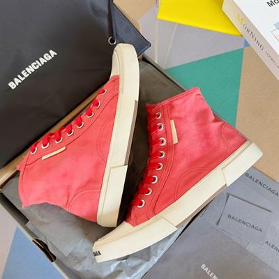 Balenciaga Paris Sneakers – Red Distressed Canvas Graffiti Edition
