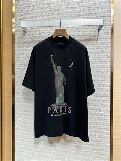 Balenciaga Statue of Liberty Distressed Oversized T-Shirt – Black