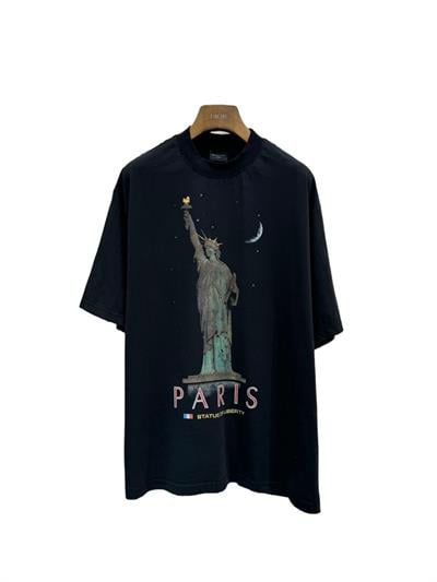 Balenciaga Statue of Liberty Distressed Oversized T-Shirt – Black