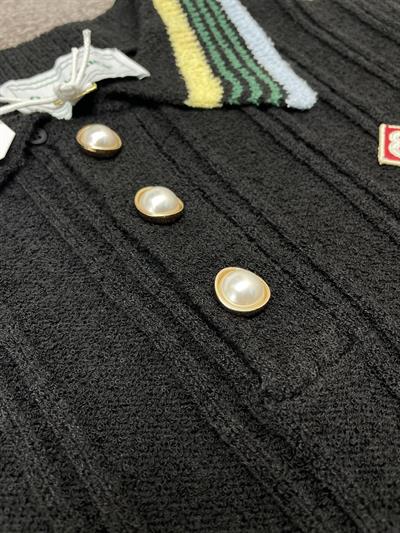 Casablanca Black Jacquard Short-Sleeve Sweater