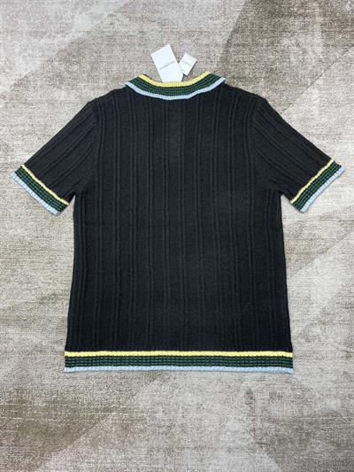 Casablanca Black Jacquard Short-Sleeve Sweater