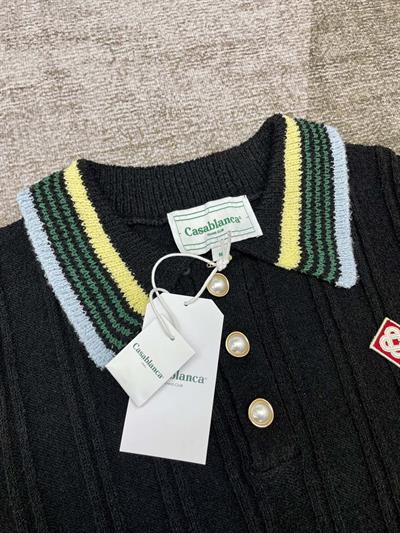 Casablanca Black Jacquard Short-Sleeve Sweater