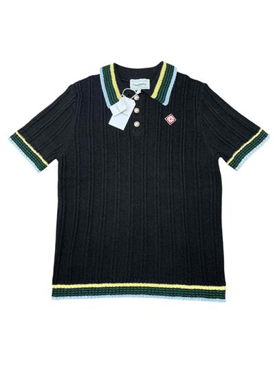 Casablanca Black Jacquard Short-Sleeve Sweater