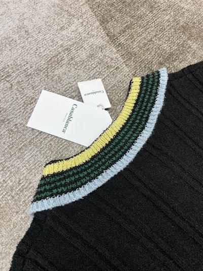 Casablanca Black Jacquard Short-Sleeve Sweater