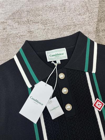 Casablanca Black Polo Short-Sleeve Sweater