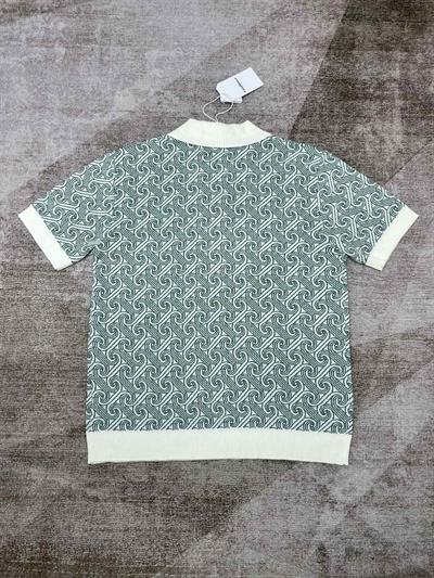 Casablanca Green Jacquard Knit Short-Sleeve Sweater