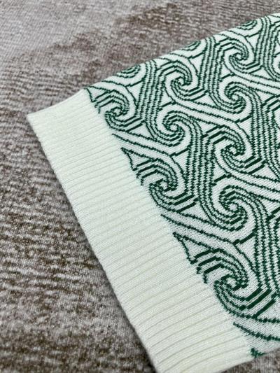 Casablanca Green Jacquard Knit Short-Sleeve Sweater