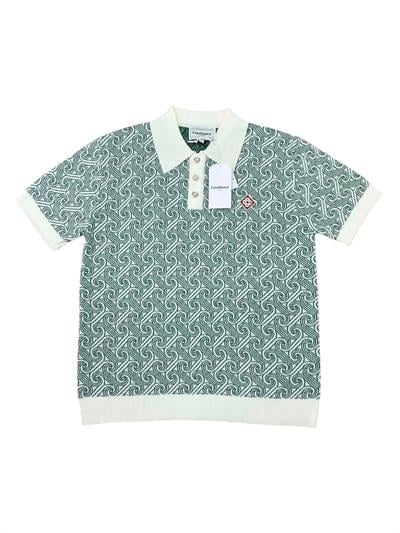 Casablanca Green Jacquard Knit Short-Sleeve Sweater Casablanca