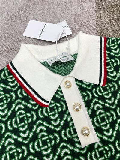 Casablanca Green Jacquard Short-Sleeve Sweater