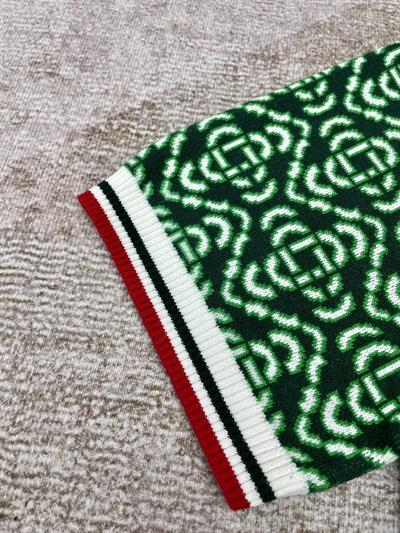 Casablanca Green Jacquard Short-Sleeve Sweater