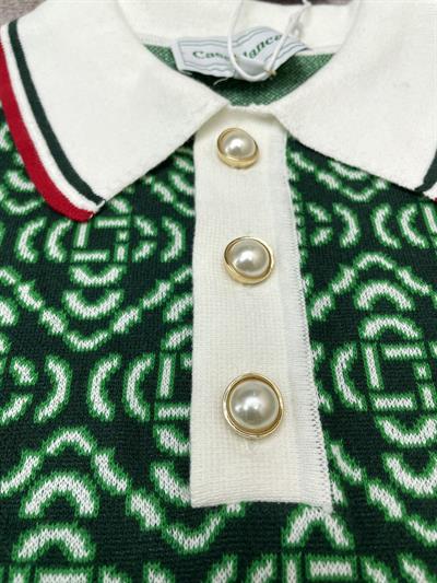 Casablanca Green Jacquard Short-Sleeve Sweater