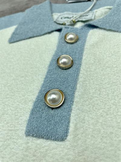 Casablanca Open-Collar Short-Sleeve Sweater