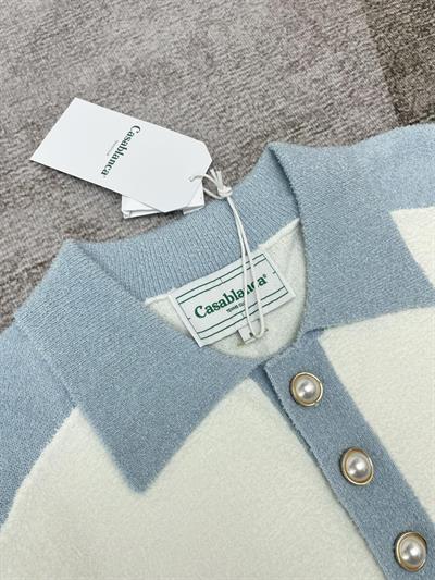 Casablanca Open-Collar Short-Sleeve Sweater