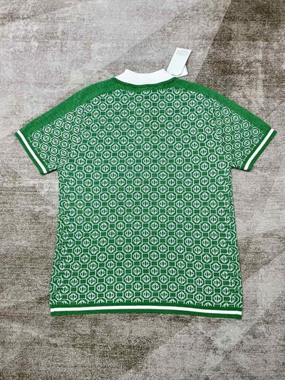 Casablanca Shimmer Green Jacquard Short-Sleeve Sweater