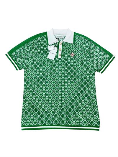 Casablanca Shimmer Green Jacquard Short-Sleeve Sweater