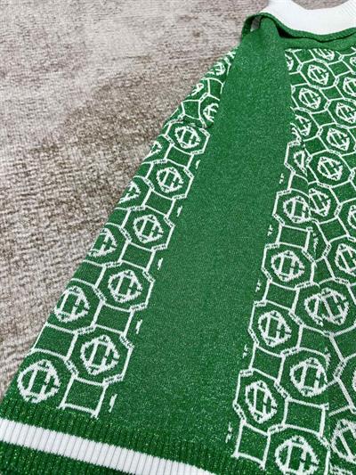 Casablanca Shimmer Green Jacquard Short-Sleeve Sweater