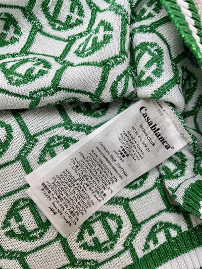 Casablanca Shimmer Green Jacquard Short-Sleeve Sweater