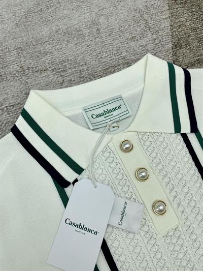 Casablanca White Polo-Style Short-Sleeve Sweater