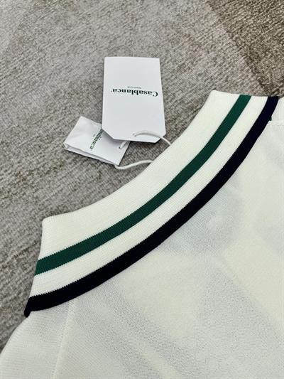 Casablanca White Polo-Style Short-Sleeve Sweater