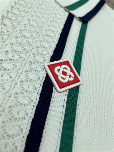 Casablanca White Polo-Style Short-Sleeve Sweater