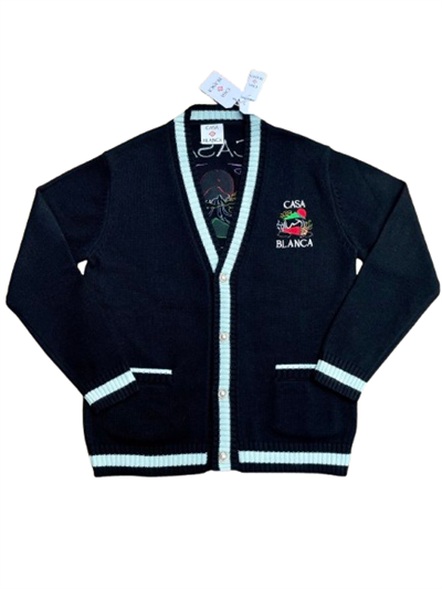 CASABLANCA Z6035 Embroidered Wool-Blend Cardigan Jacket