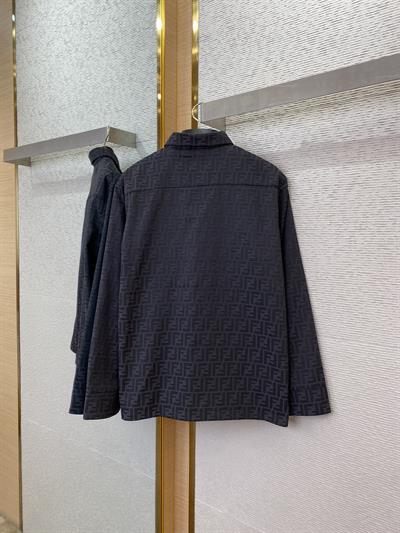 Fendi Style Double F Jacquard Oxford Black Jacket 