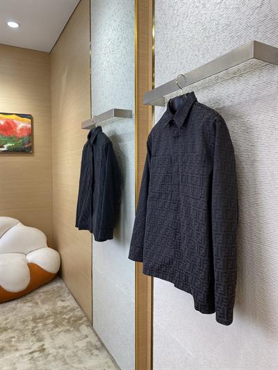 Fendi Style Double F Jacquard Oxford Black Jacket 