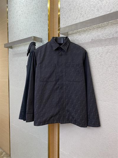 Fendi Style Double F Jacquard Oxford Black Jacket 