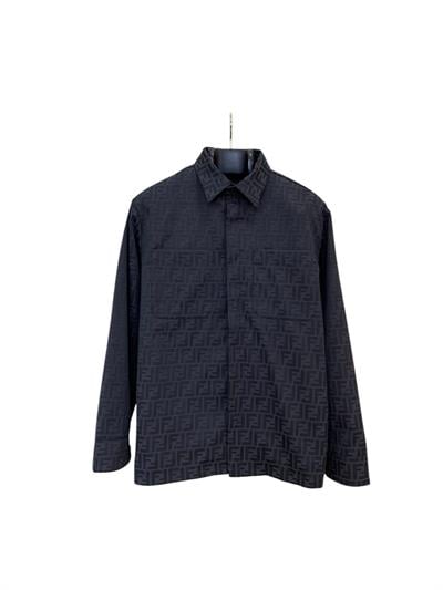 Fendi Style Double F Jacquard Oxford Black Jacket 