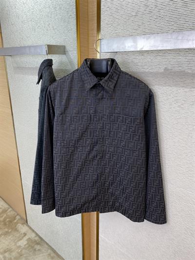 Fendi Style Double F Jacquard Oxford Black Jacket 