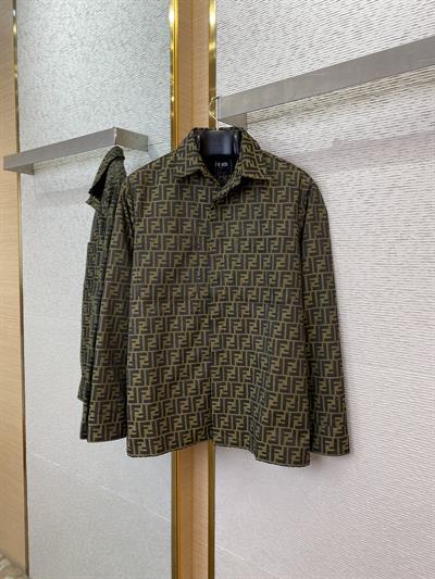 Fendi Style Double F Jacquard Oxford Jacket – Unisex