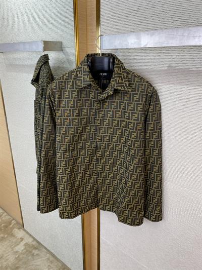 Fendi Style Double F Jacquard Oxford Jacket – Unisex