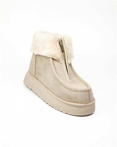 Babalı 1539 Gri Süet Kalın Taban Kadın Bot