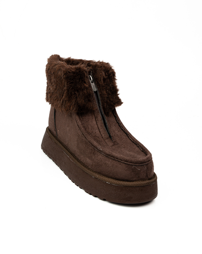 Babalı 1539 Kahverengi Süet Kalın Taban Kadın Bot