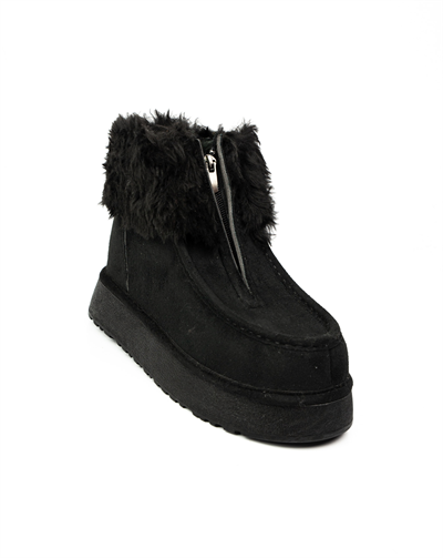 Babalı 1539 Siyah Süet Kalın Taban Kadın Bot 